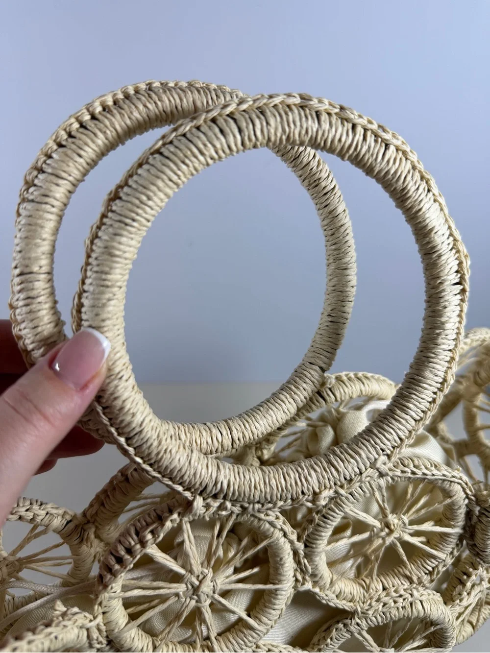 Source Unknown Handwoven Circle Tote in Cream